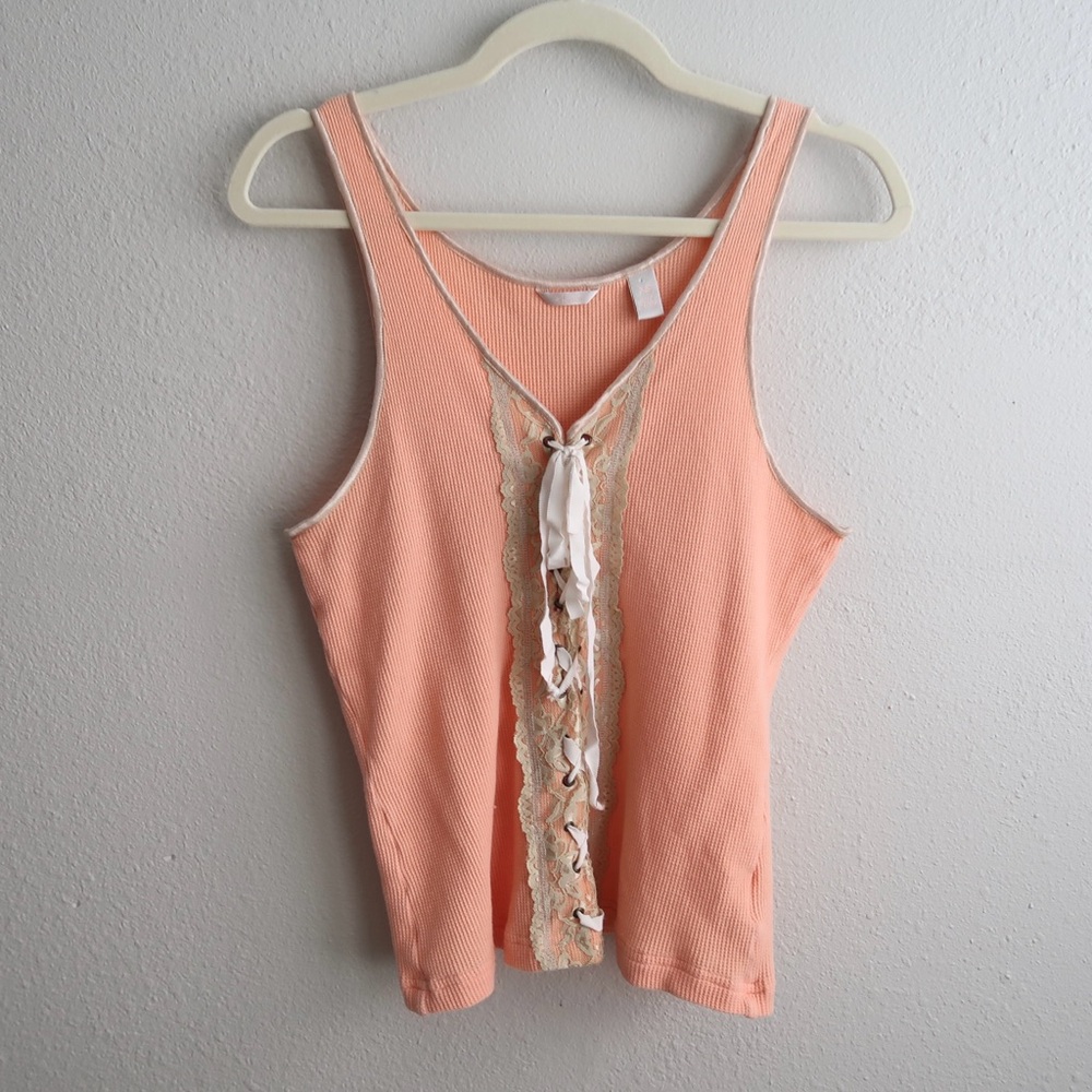 Women’s Peach Lace-Trim Tank Top